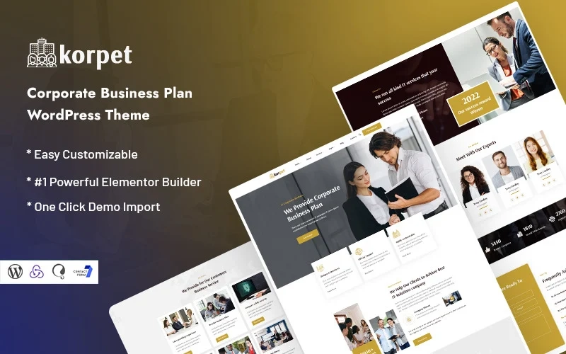 Korpret is a corporate business plan WordPress theme. A beautiful theme for corporate business plan trade companies and online support professionals. It's clean