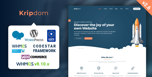 Kripdom: Responsive Web Hosting and WHMCS Themes Looking to take your web hosting business to the next level? Look no further! The Kripdom: Responsive Web Hosting and WHMCS Themes are here to elevate your website’s look and functionality. This theme is especially designed to cater to every aspect of a…