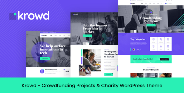 Krowd is a clean professional WordPress theme which fits for all kind of crowdfunding