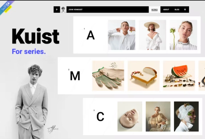 Kuist is a clean and minimal WordPress portfolio theme which you can present your photo series all together