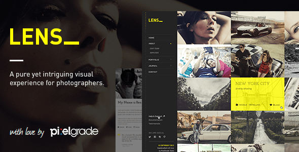 LENS is a surprising premium WordPress theme aimed at photographers in need of a solution that focuses on what matters most to them: their work. Every feature was carefully chosen and designed to ease the way to that perfect photography portfolio website. Packed with a stunning yet minimal