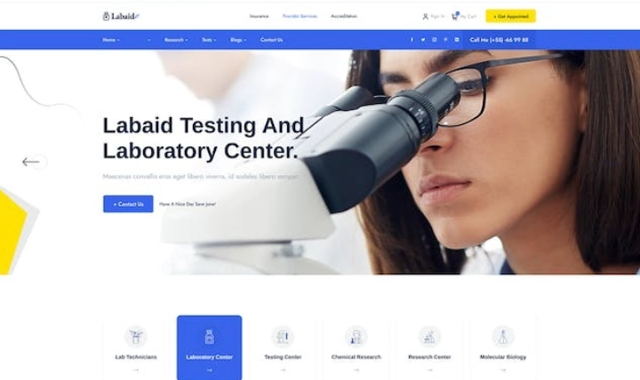 Labaid  Laboratory  Science Research WordPress Theme Labaid  is perfect for Innovation