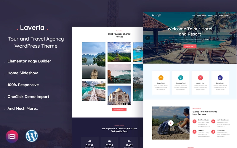 Laveria – Tour and Travel Agency WordPress Theme Designed for travel agencies