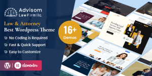 Informative Product Description: Advisom - Law Firm WordPress Theme Advisom is a powerful and elegant Law Firm WordPress Theme designed to meet the specific needs of law firms