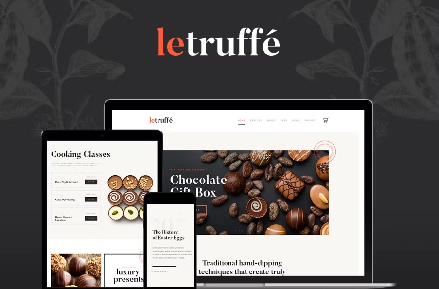 Le Truffe is a modern fresh and functional WordPress theme designed for contemporary chocolate company