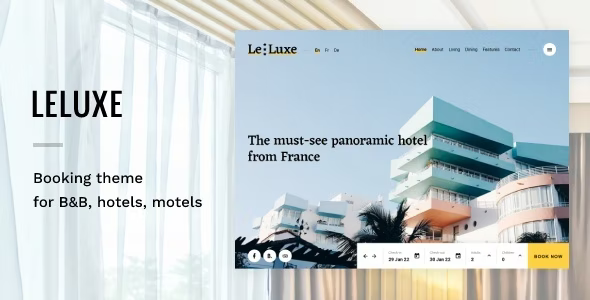 LeLuxe is a modern WordPress theme designed to impress and it is ideal for booking or presenting hotels