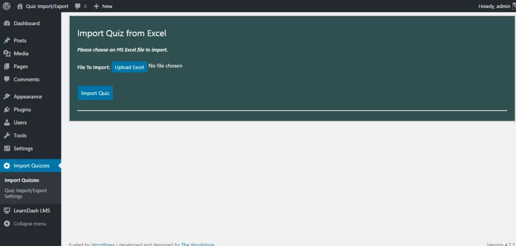 The LearnDash Quiz Import/Export Add-on makes creating and managing quizzes for your online course a breeze! You can instantly export quiz questions into a .xls or .xlsx file and import them from a simple spreadsheet template. Prerequisites: Wordpress LearnDash (version 2.6.1 or greater) Features: Import quizzes from excel file Export…