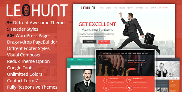 Leo Hunt is a Responsive Multi-Purpose WordPress Theme (Desktop