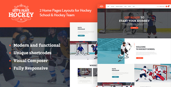 Let’s Play – Hockey School  Sports WordPress Theme. It has a modern