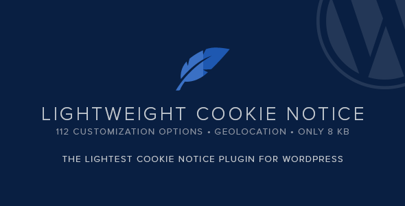 Lightweight Cookie Notice works with a single small file (8kb gzipped) written in pure JavaScript and loaded in the page footer. No additional files are added to the page. DOM elements