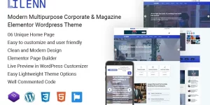 Lilenn is a Multi-concept trendy  attractive Corporate Business WordPress Theme exclusively built for startups