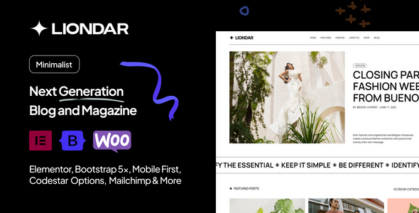 Liondar is a trendy  attractive Magazine WordPress Theme. It is perfect for any kind of creative magazine