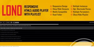 You can use this plugin as a complete html5 audio player with playlist or as a slick audio player without playlist