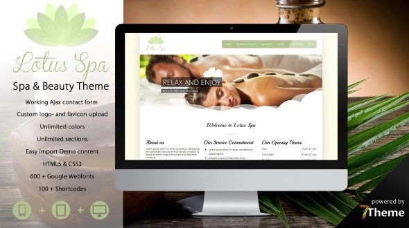 Lotus is a beauty WordPress theme geared to the Health  Wellness community. It will also give you a great portfolio option to work with and it’s very powerful for spa