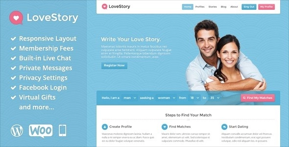 LoveStory is a perfect theme for any dating or community website. It’s not just a theme