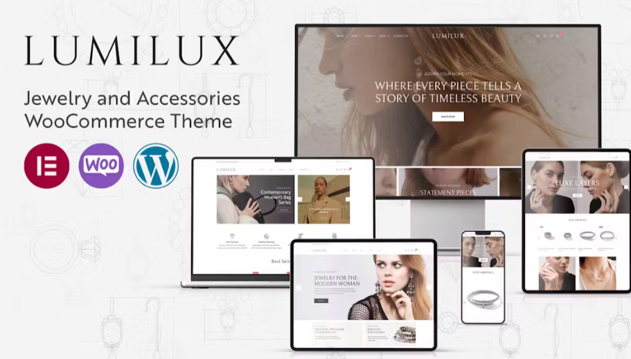 Create a stunning jewelry store with Lumilux WooCommerce Theme. Enjoy responsive design