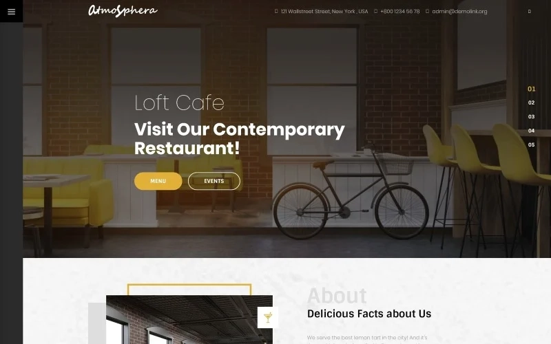 Are you a cafe or restaurant owner in need of a stylish website? Then Lunar Cafe is the best choice for you! This theme combines high functionality needed for a website and awesome design