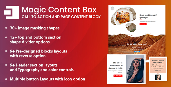 We build a beautiful series of page section Gutenberg blocks for WordPress content to help you quickly create the website you’ve always desired. 30+ image masking shapes 12+ top and bottom section shape divider options 9+ Pre-designed blocks layouts with reverse option 9+ Header section layouts with reverse option Multiple…