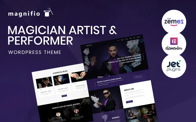 Magnifio is a stylish WordPress theme for magician artists