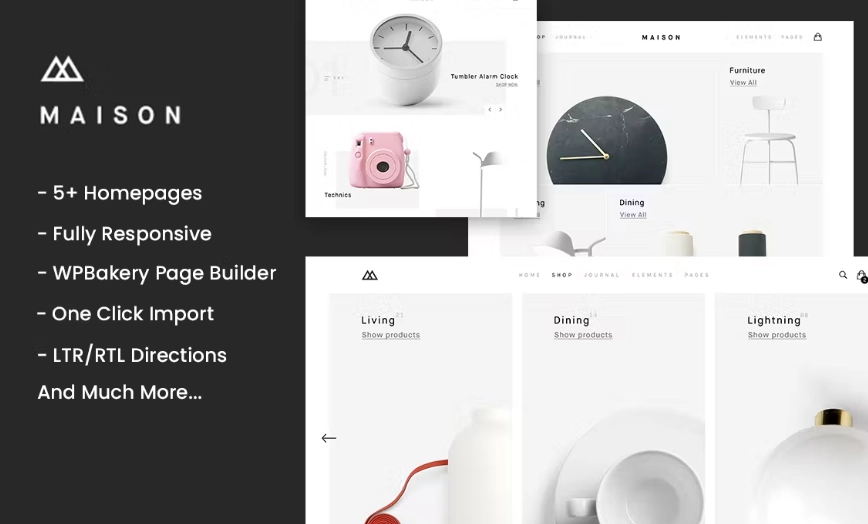 Maison is a modern and minimalist eCommerce WordPress theme with a proper attention to the details. It was built for your furniture store