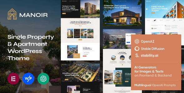 Manoir is a stylish contemporary Real Estate WordPress Theme. It is a splendid and modern solution for a newly built apartment complex