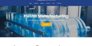 The theme for plastic products manufacturing company is designed in bluish hues. Clean accurate layout will surely help a composites and polymer materials manufacturer create a solid