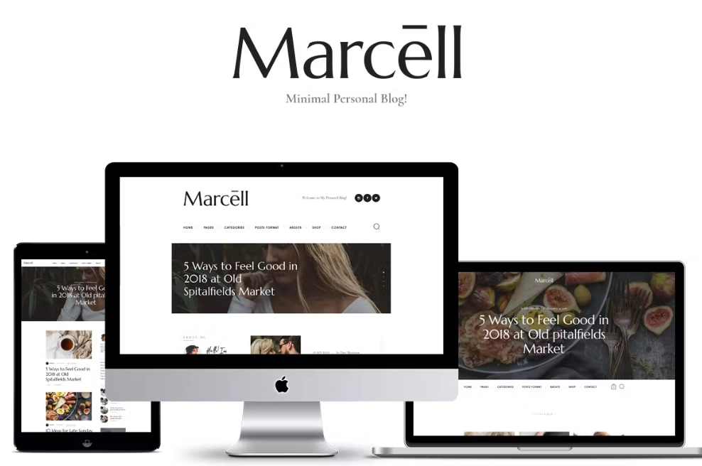 Stylish Personal Blog WordPress Theme with Elementor Marcell is a modern