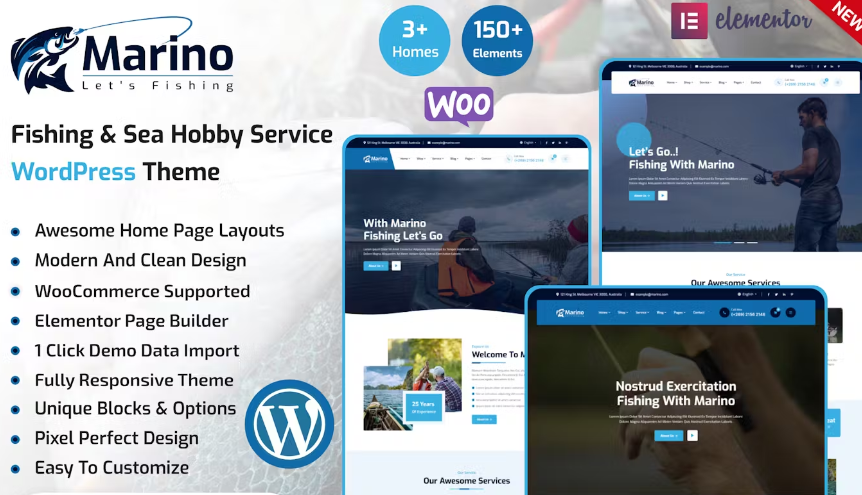 Discover Marino - Fishing  Sea Hobby WordPress Theme