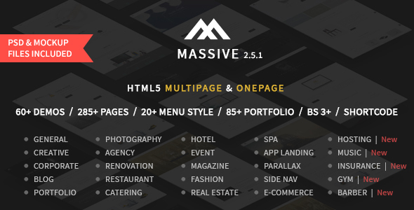 Massive is a huge WordPress theme that comes jam-packed with 260+ pages and 50+ home page variations. Massive comes with all the necessary building blocks for your site so that you don’t have to worry about designing a beautiful site. It will barely take some time to build and present…