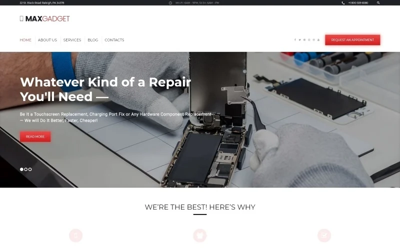 MaxGadget is a fully responsive and fully editable Computer Repair WP Theme