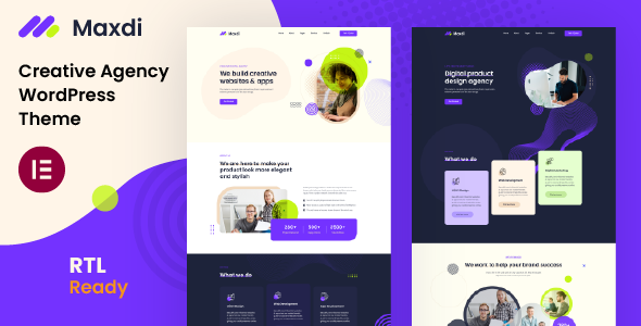 Maxdi is a modern Responsive Multi-Purpose Multi-Page WordPress Theme for startup digital agencies