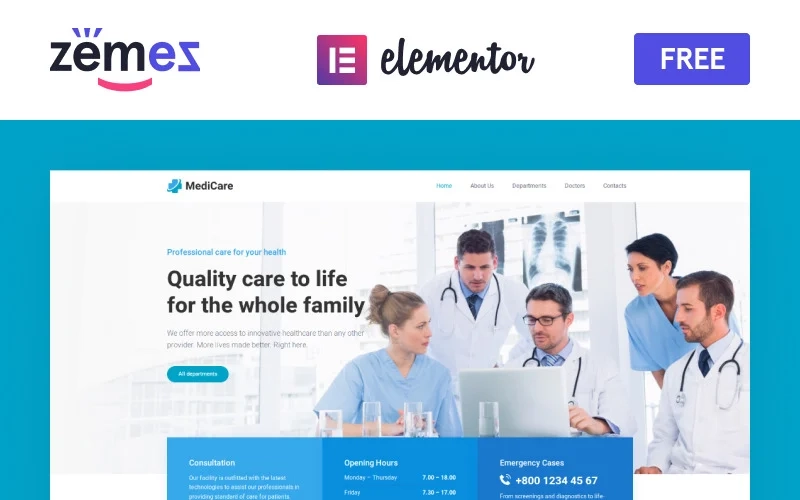 The free medical doctor WordPress theme appears as a real treasure for any medical center! It contains a wide variety of eye-catching sections and blocks