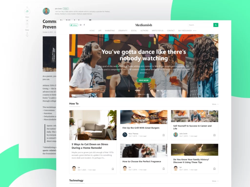 Mediumish is a WordPress theme inspired by Medium's beautiful and simple design. Mediumish is ideal for blogs and magazines (photography