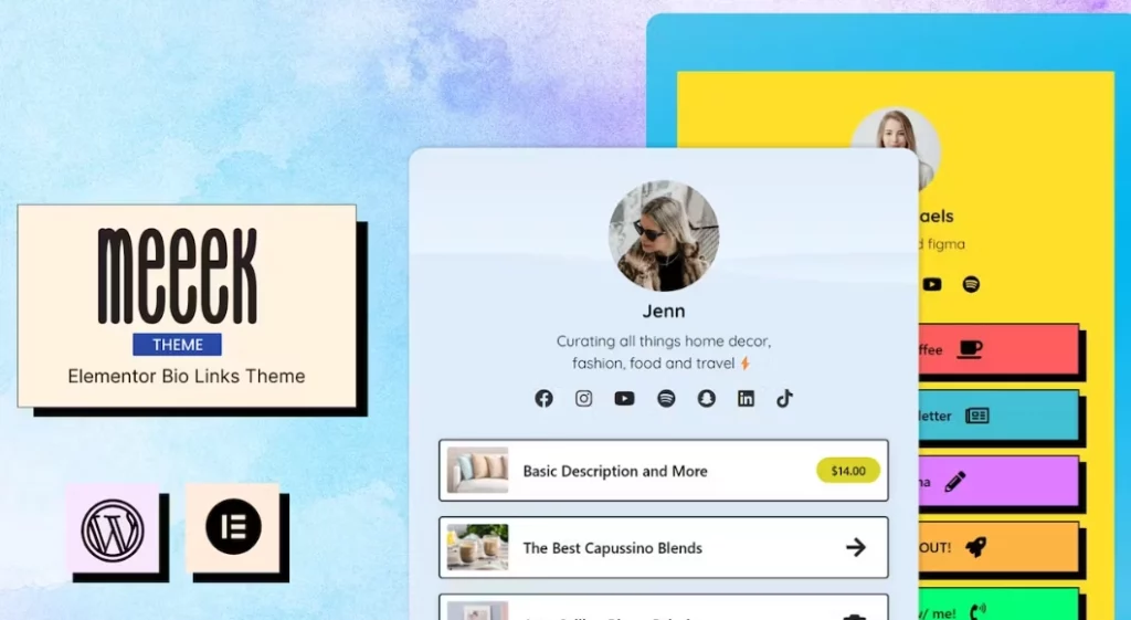 Elevate your online presence with Meeek – Bio Links Builder Theme! Create stunning