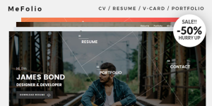 MeFolio is an easily customizable responsive CV/resume/v-card/portfolio WordPress theme made with bootstrap 4. Its unique and modern design
