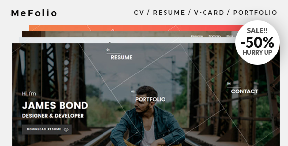 MeFolio is an easily customizable responsive CV/resume/v-card/portfolio WordPress theme made with bootstrap 4. Its unique and modern design