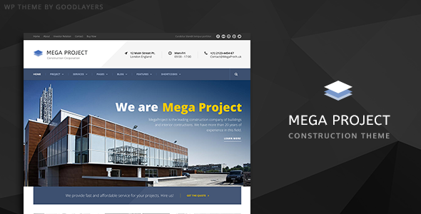 Mega Project  Construction Company WP Theme is a clean responsive WordPress theme designed for Construction