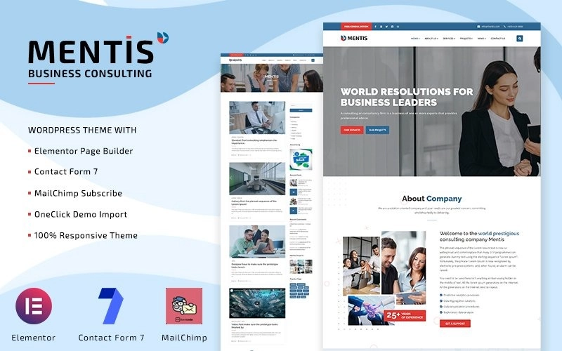 Mentis is a premium WordPress theme for business websites