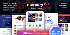 Looking for the perfect WordPress theme to power your casino magazine or gambling news website? Look no further! The Mercury Gambling News  Casino Magazine WordPress Theme is here to elevate your site to new heights. Designed specifically for gambling news