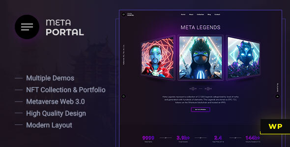 Discover MetaPortal NFT Portfolio WordPress Theme! Elevate your digital art display with stunning design