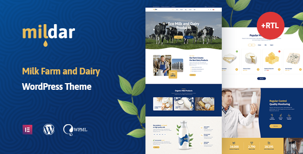 Mildar – Dairy Farm  Milk Production WordPress Theme created especially for Milk Production Company