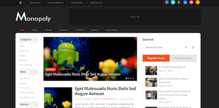 Discover the Monopoly – Sleek  Dual-Sidebar WordPress Theme