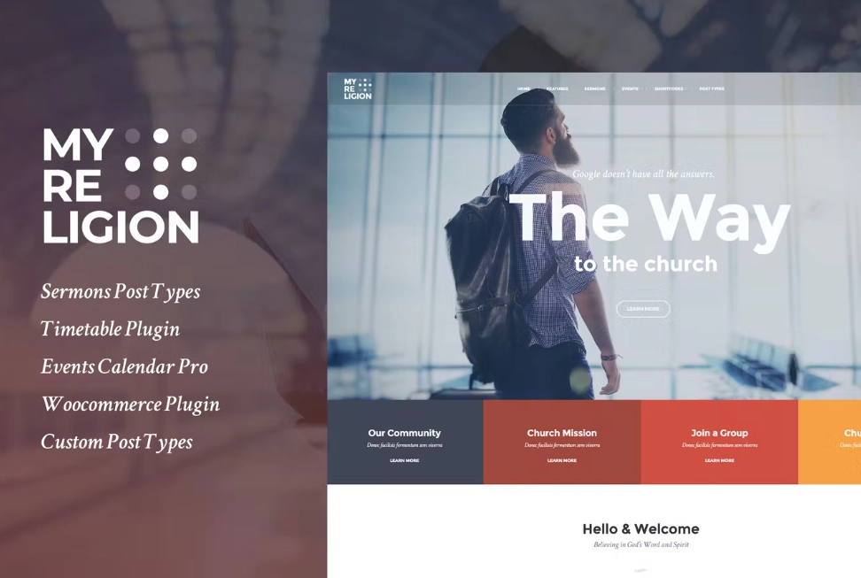 My Religion Church Wordpress Theme is a perfect theme for traditional and modern churches and religious organizations