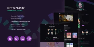 MyNFTs - NFT Creator WordPress Theme present for NFT creators / artists. This theme is based on an elementor page builder which certainly makes it easier for you to customize the pages you need. Supported with additional plugins