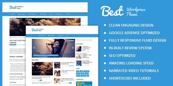 Best is a responsive WordPress theme that features an engaging design that is fully fluid responsive