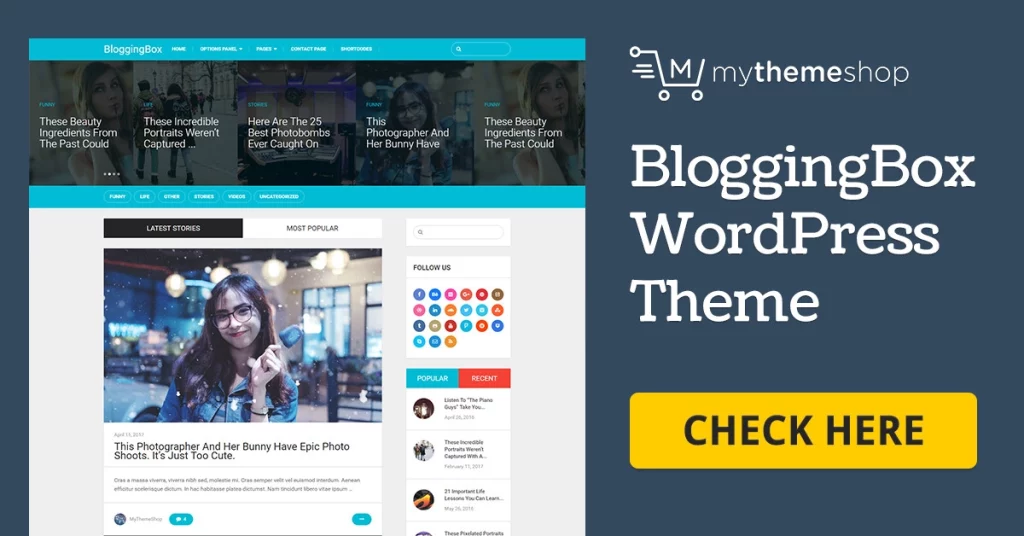 BloggingBox is a multipurpose WordPress blogging theme. BloggingBox comes with elegantly designed full responsive layouts