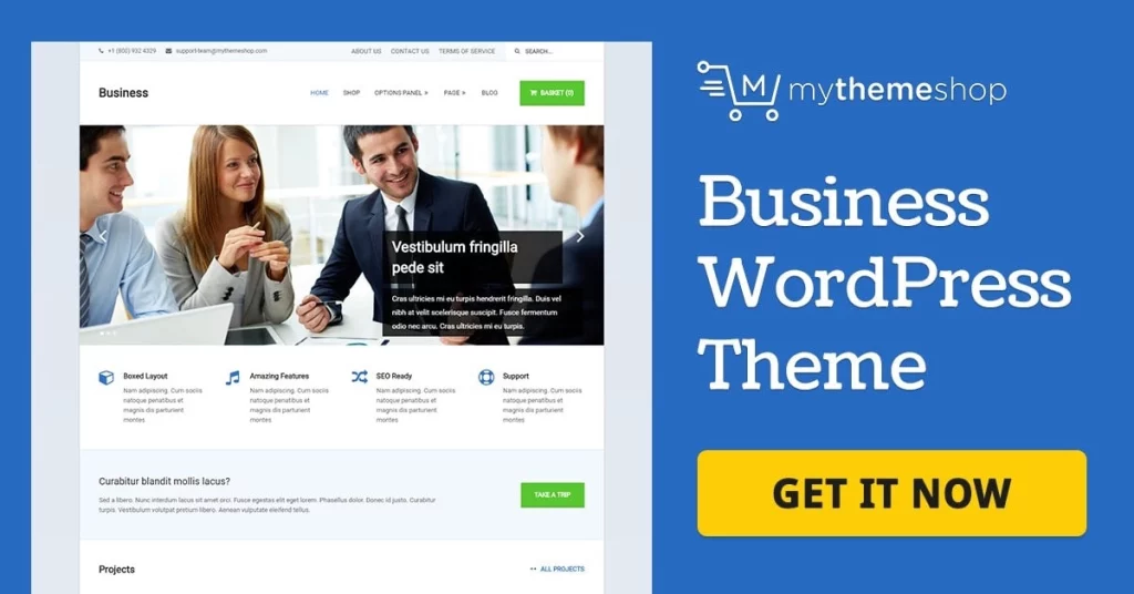 Business is a corporate style WordPress theme ideal for businesses. Leverage the power of WordPress and blogging to build a company website that features a clean