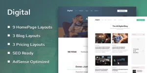 The Digital theme is a perfect premium WordPress theme for having an established digital presence and get your content in front of your readers with a bang! It has a modern layout and a unique design to help you leave a mark in your niche.