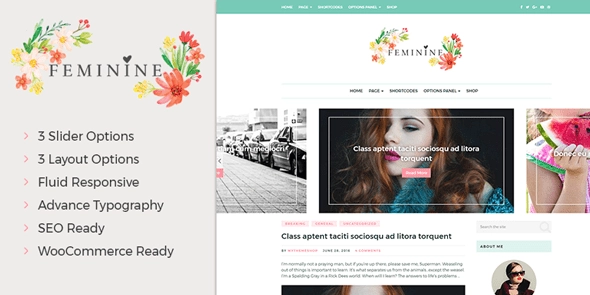 Feminine WordPress theme is aesthetically designed with girly concept