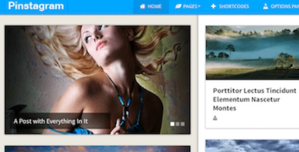 Pinstagram is a Pinterest-inspired WordPress theme that features the trademark grid layout with multiple post sizes and long list of posts. Capture the magic of Pinterest and maximize your pageviews with a layout users are familiar with